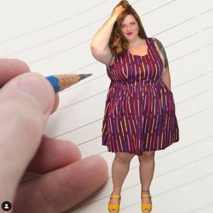 Optimistic Effect Pencil Print Dress - Size 3X